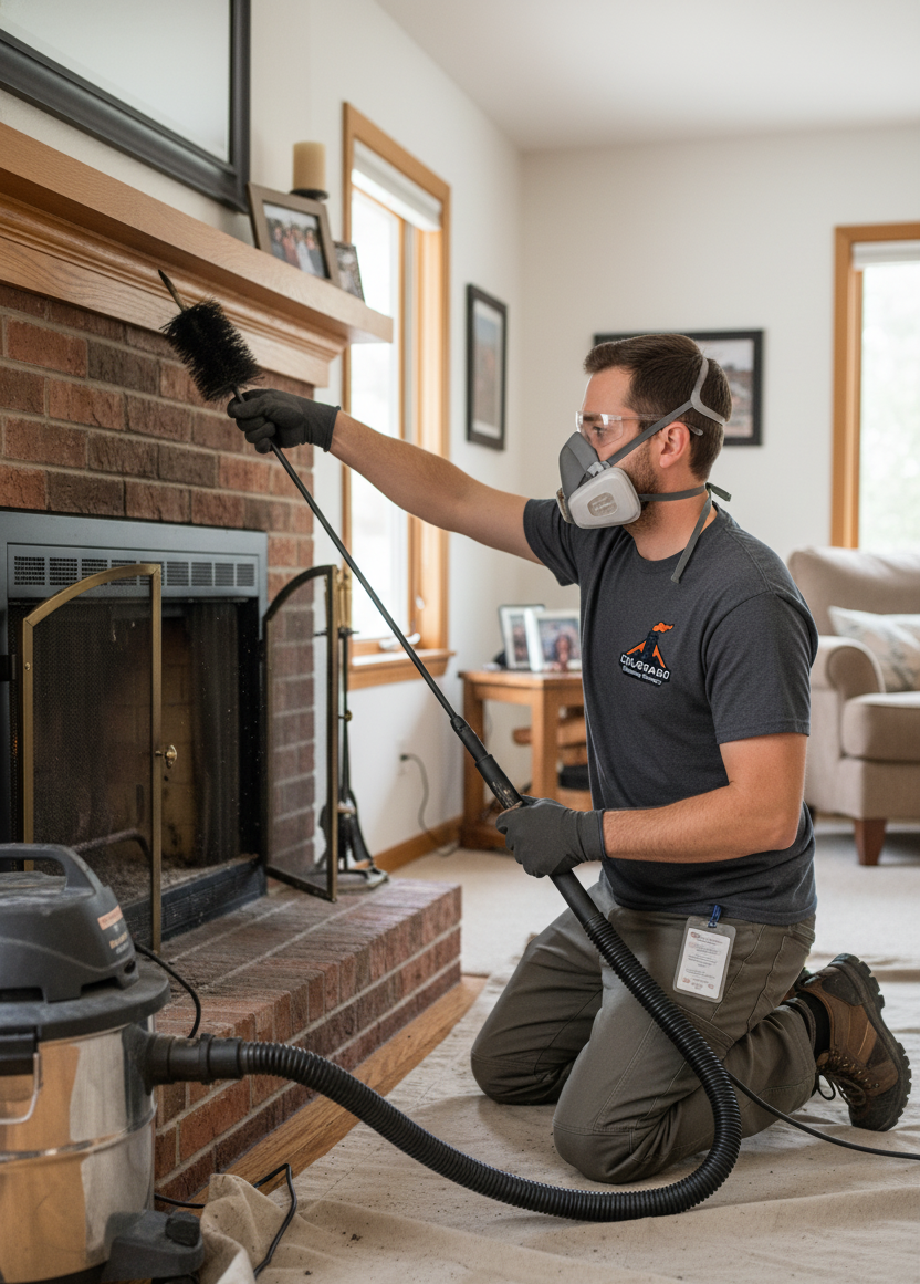 Icon representing professional chimney sweeping service